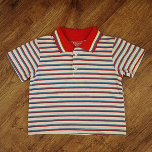 Size 1 Cars Multicoloured Block-Striped Polo Shirt EUC