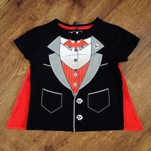 Size 1 H&T Black & Red 'Tuxedo' Tee with Detachable Cape NOS
