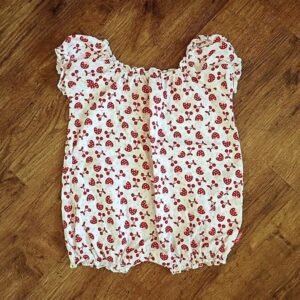 Size 1 Rhubarb White Cotton Romper EUC