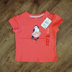 Size 1 Target 'Bird and Flower' Vermilion-Coloured Tee NWT