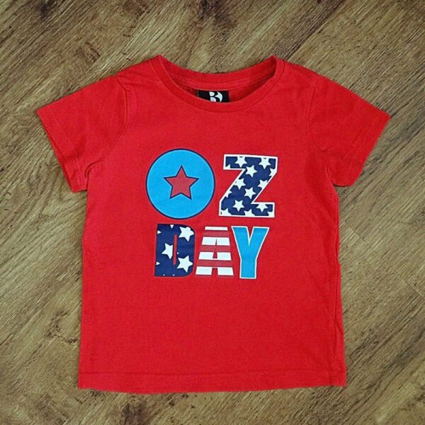 Size 2 Red White & Blue 'Oz Day' Tee by B-Casual EUC