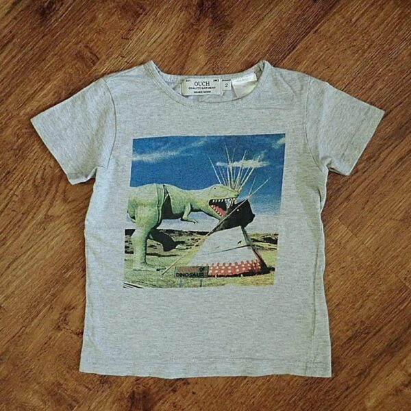 Size 2 Ouch 'Beware of Dinosaur' Tee EUC