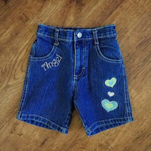 Size 2 'Angel' Blue Denim Appliqued Shorts EUC