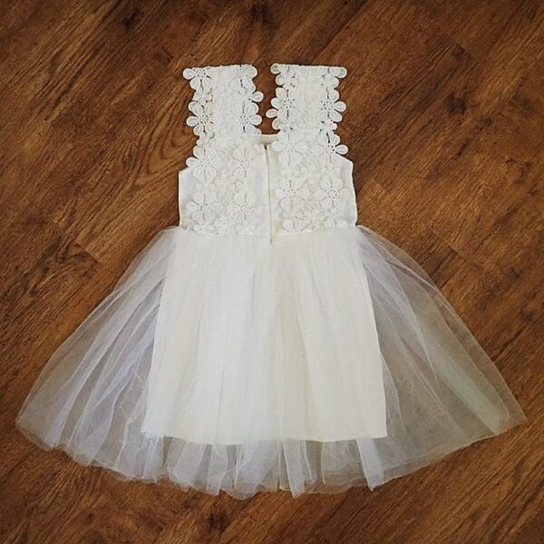 Size 2 White Dress with Lace Bodice by Baby Show EUC - Image 2