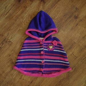 Size 2 Dora the Explorer Knitted Poncho EUC