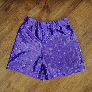 Size 3/4 Elasticated Velour Shorts with Star-Burst Pattern EUC