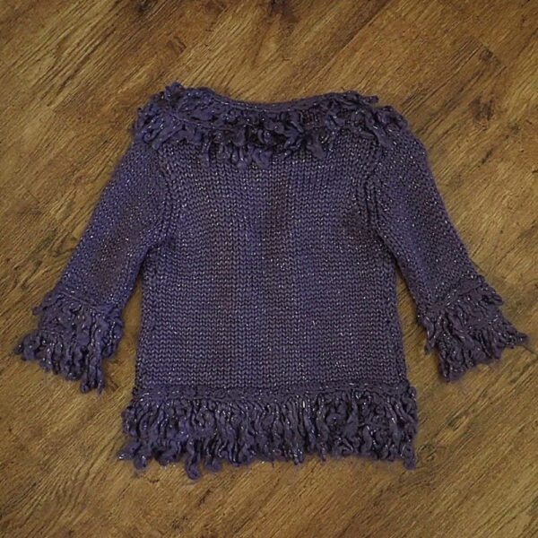 Size 3/4 Ladybird Heavyweight Purple Lurex Cardigan EUC - Image 2