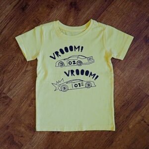 Size 3 Anko 'Vroom Vroom' Yellow Tee EUC
