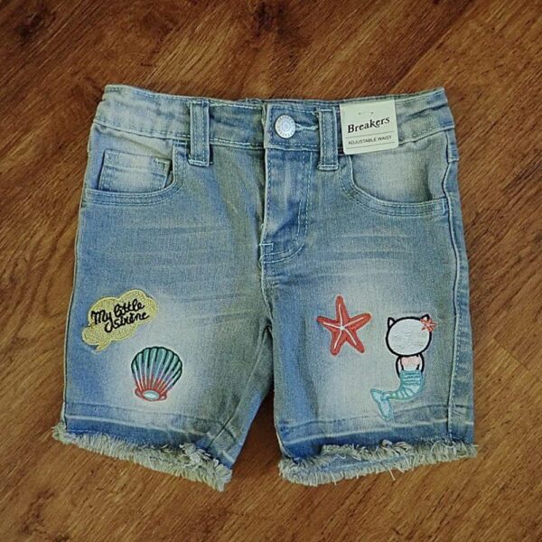 Size 3 Breakers Appliqued Blue Denim Shorts NWT