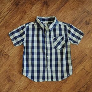 Size 3 Cotton On Kids Plain-Check Short Sleeve Shirt EUC
