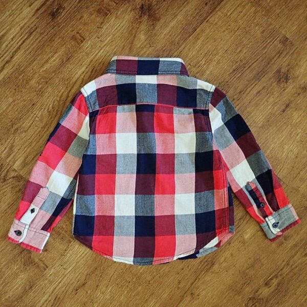 Size 3 Cotton On Kids Red-Checked Long Sleeve Shirt EUC - Image 2