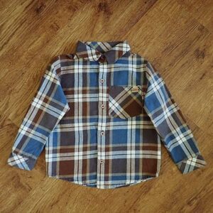 Size 3 Milkshake Long Sleeve Blue Flannelette Shirt NOS