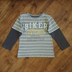 Size 3 Pumpkin Patch 'Biker' Striped Long Sleeve Tee EUC