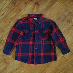 Size 3 Target Navy & Red Long Sleeve Flannelette Shirt EUC