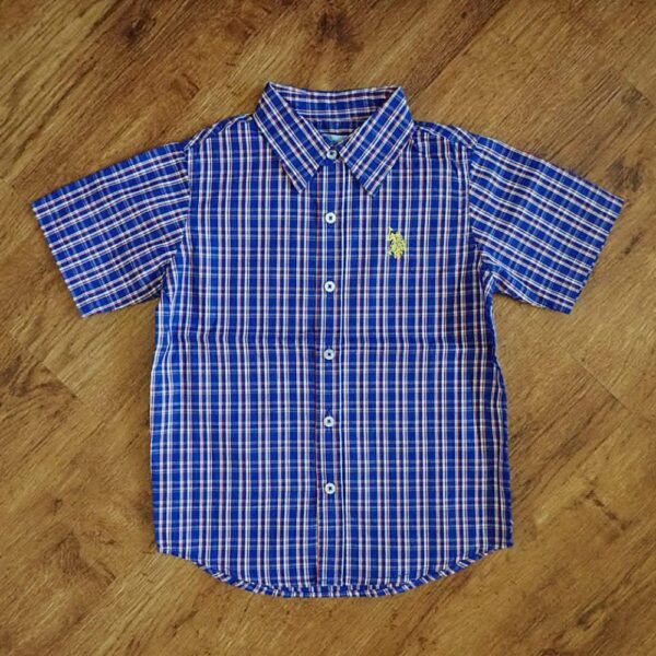 Size 3 US Polo Association Blue Plaid Short Sleeve Shirt NWOT