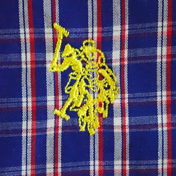 Size 3 US Polo Association Blue Plaid Short Sleeve Shirt NWOT - Image 3
