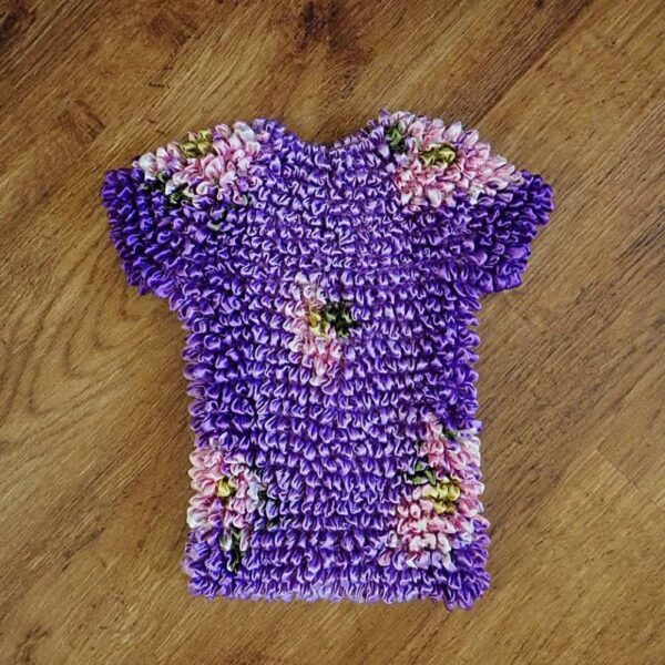 Size 3/10 Purple Smocked Floral Top EUC - Image 2