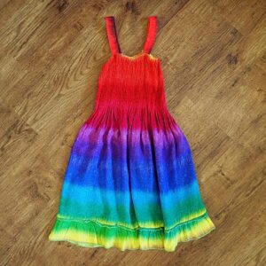 Size 3/4 'Colours of the Rainbow' Smocked Baby Doll Dress EUC
