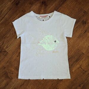 Size 3/4 Ghanda Multicoloured Sequined Fish Tee EUC