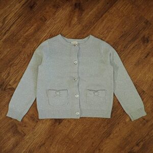 Size 3/4 Gymboree Lightweight Silver Lurex Cardigan EUC