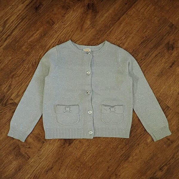 Size 3/4 Gymboree Lightweight Silver Lurex Cardigan EUC