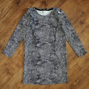 Size 3/4 H&M Black & White Printed Animal-Skin Dress NOS