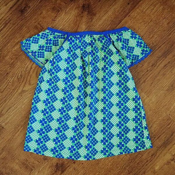 Size 3 Cotton On Kids Blue & Green Peasant Top EUC - Image 2