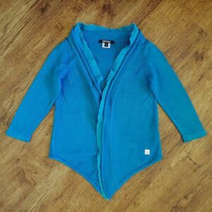 Size 3 DKNY Cotton Long Sleeve Teal Cardigan EUC