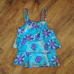 Size 3 Fun Spirit Layered Chiffon Floral Top EUC