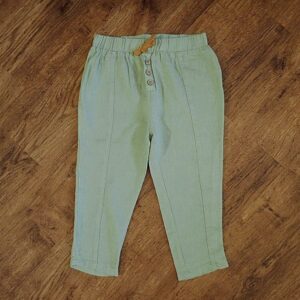 Size 3 Green Linen-Blend Lightweight Casual Pants EUC