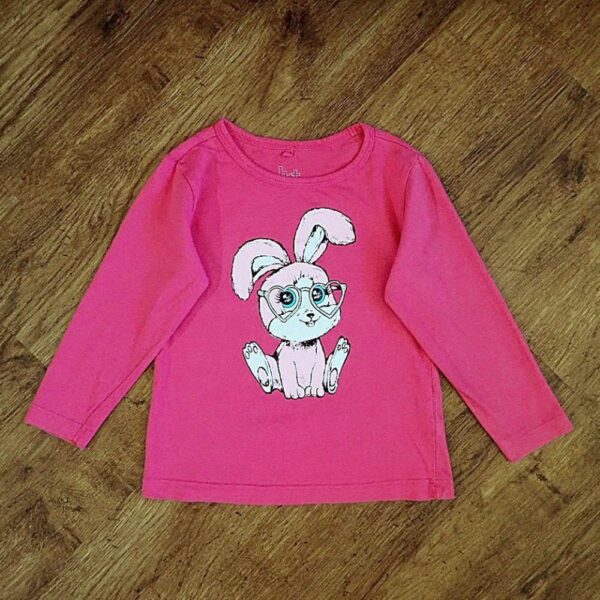 Size 3 H&T 'Adorable Nerdy Rabbit' Long Sleeve Tee EUC