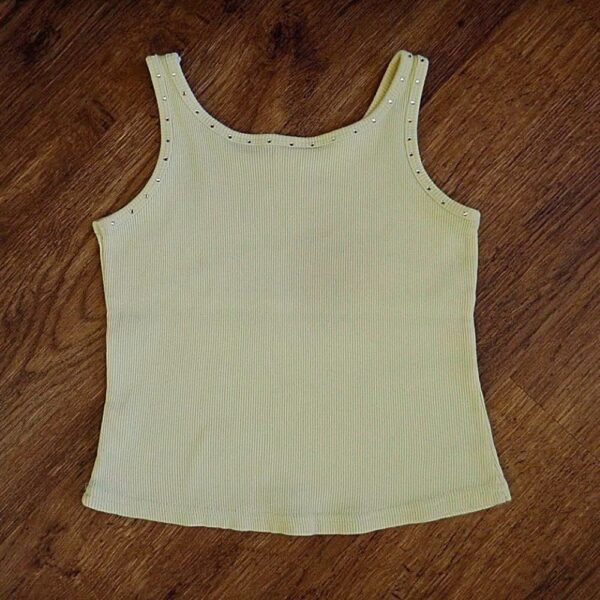 Size 3 KWD Diamante-Studded Yellow Tank Top EUC - Image 2