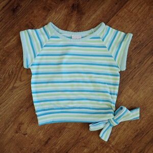 Size 3 Kids Stuff 'Big Bow' Multicoloured Striped Tee GUC