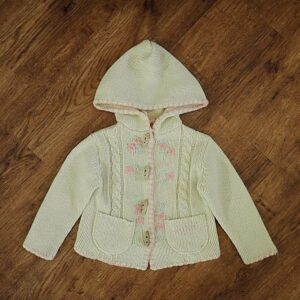 Size 3 Lightning Bolt Cream Hooded Cardigan EUC