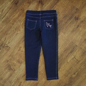 Size 3 Mango Navy Embroidered-Lovehearts Jeggings GUC