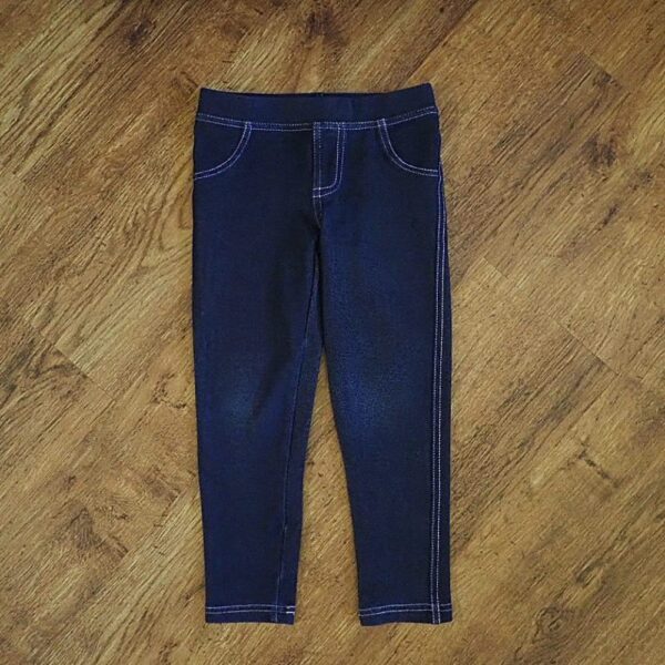 Size 3 Mango Navy Embroidered-Lovehearts Jeggings GUC - Image 2