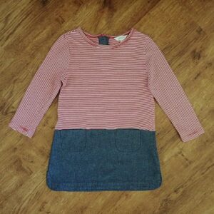 Size 3 Milkshake Red & White Striped Long Sleeved Dress EUC