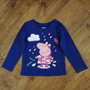 Size 3 Peppa Pig 'Splish Splash' Long Sleeve Vintage Tee EUC