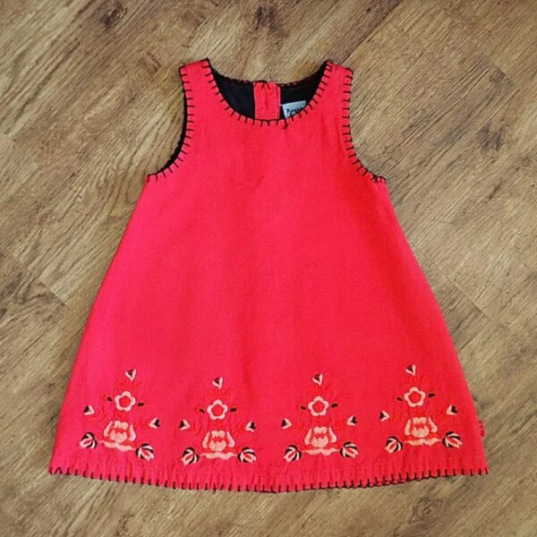 Size 3 Pumpkin Patch Nearly-Vintage Embroidered Smock Dress EUC