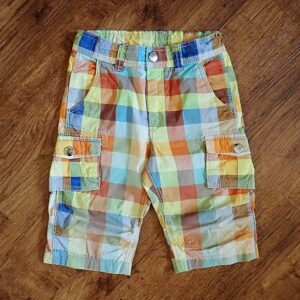 Size 4 H&M Multi-Coloured Checked Cargo/Board Shorts EUC