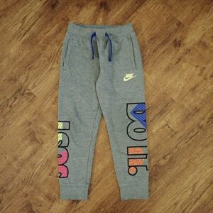 Size 5/6 Nike 'Just Do It.' Grey Marled Trackpants GUC