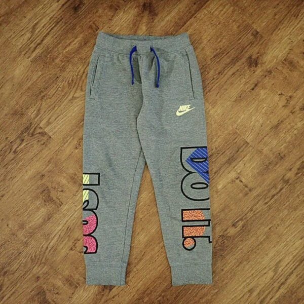 Size 5/6 Nike 'Just Do It.' Grey Marled Trackpants GUC
