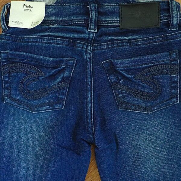 Size 6 Dark Navy Stretch Denim Overalls by Silver Jeans Co NOS - Image 4