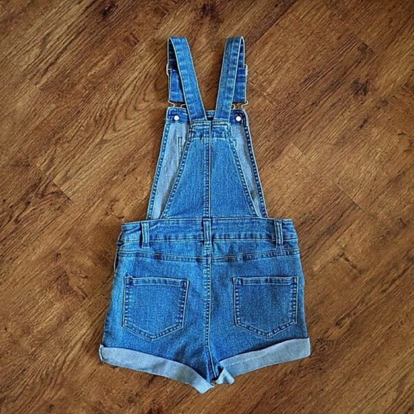 Size 7 Anko Blue Stretch Denim Shortalls EUC - Image 2