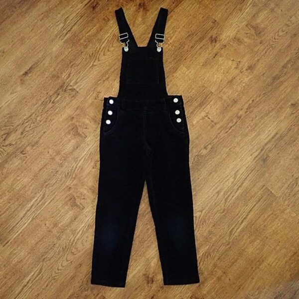 Size 7 Breakers Heavyweight Black Corduroy Overalls EUC