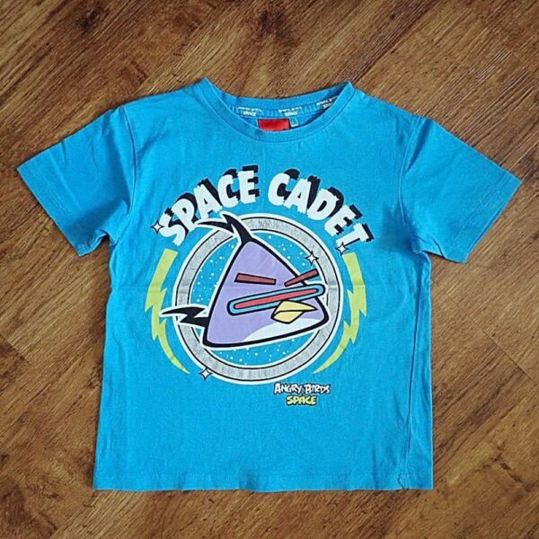 Size 4 Angry Birds 'Space Cadet' Sky Blue Tee EUC