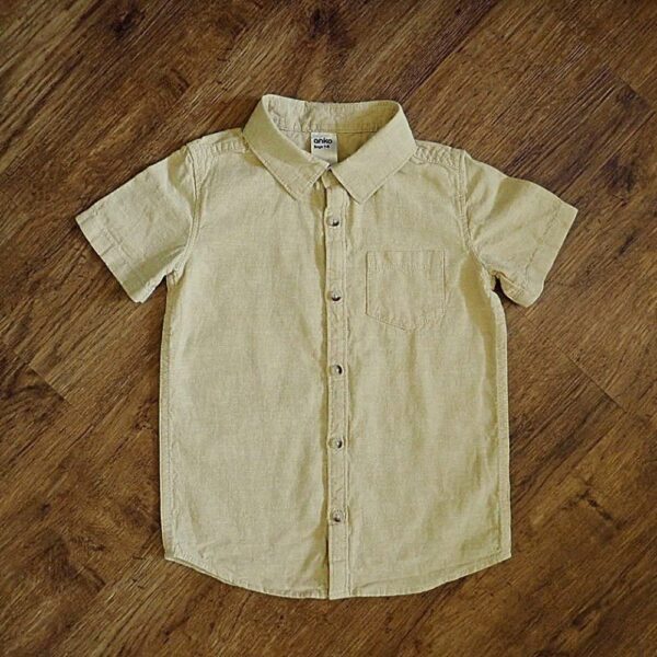 Size 4 Anko Fawn Coloured Linen-Blend Short Sleeve Shirt EUC