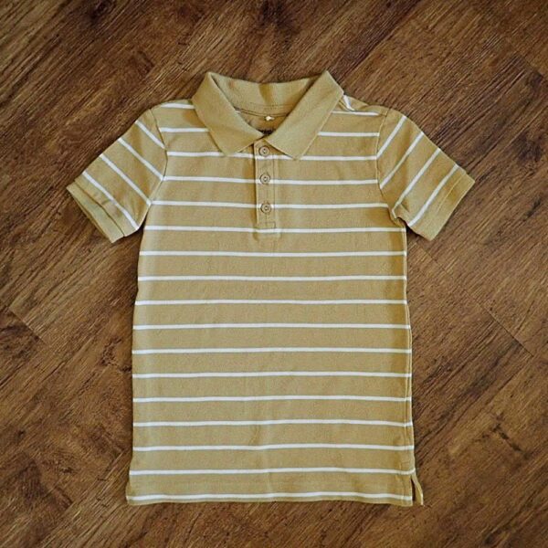 Size 4 Anko Block-Striped Toffee-Coloured Polo Shirt NOS