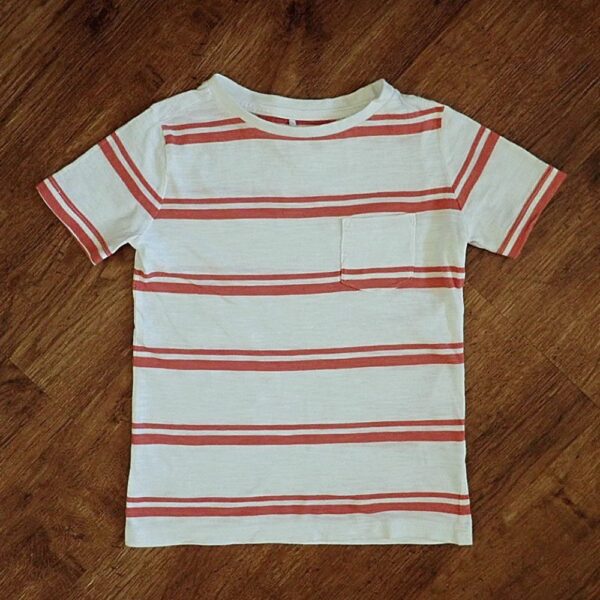 Size 4 Anko White & Terracotta Block-Striped Tee EUC