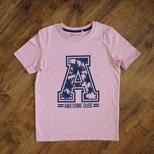 Size 4 B-Collection Pink & Navy 'Awesome Dude' Tee NOS